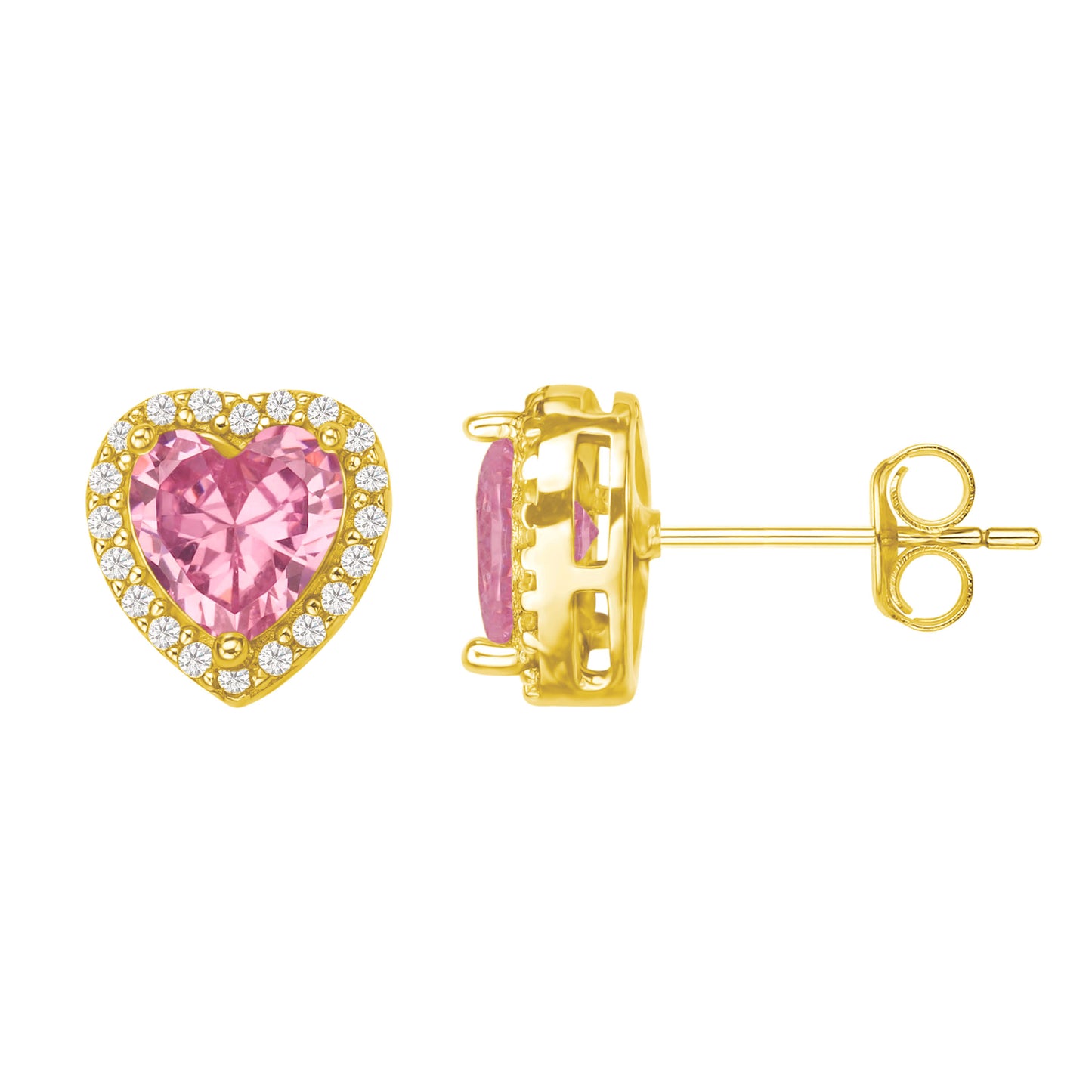 Women Fashion Jewelry Earrings Cubic Zirconia Wholesale Price Gold Plated Heart Earrings price of 12 pieces