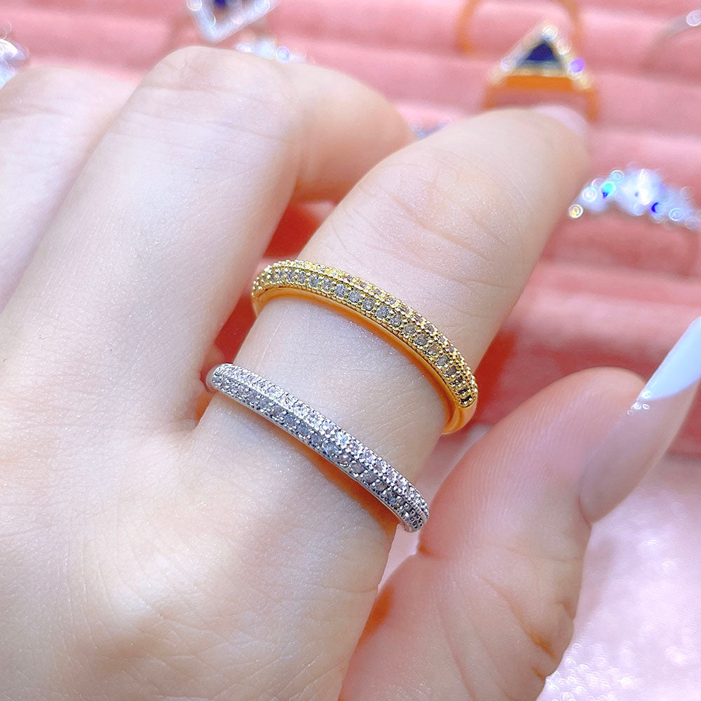 Simple Design 18K Gold Plated Waterproof Cubic Zirconia Adjustable Rings for Women price of 12 pieces