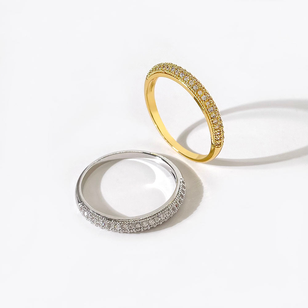 Simple Design 18K Gold Plated Waterproof Cubic Zirconia Adjustable Rings for Women price of 12 pieces