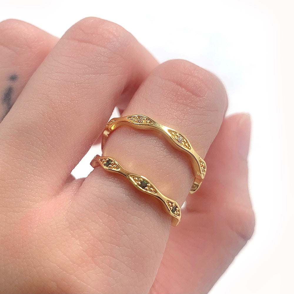 18K Gold Plated Cubic Zirconia Adjustable Rings for Women price of 12 pieces