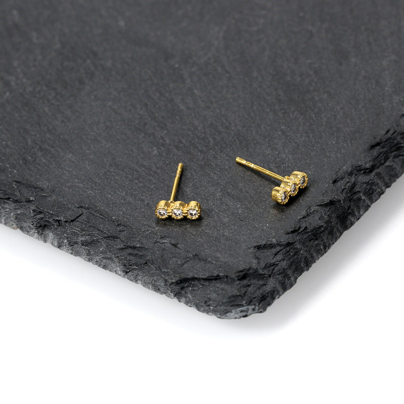 Jewelry Wholesale Bulk Variety Designs Gold Colored Cubic Zirconia Small Studs 18K Gold Plated Earrings price of 12 pieces