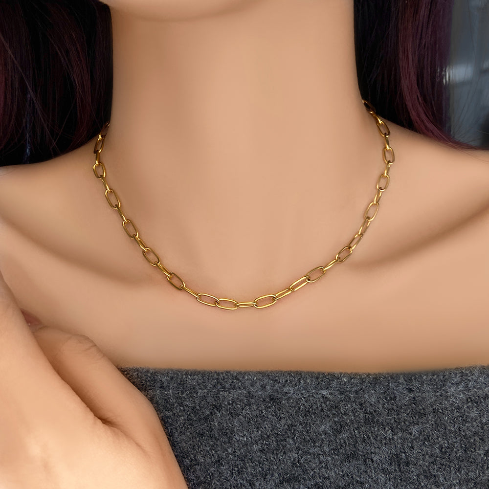 Classic Style Waterproof Pvd Plated Jewelry Set Gold Plated Heart Bracelet Necklace Chain 12 piece