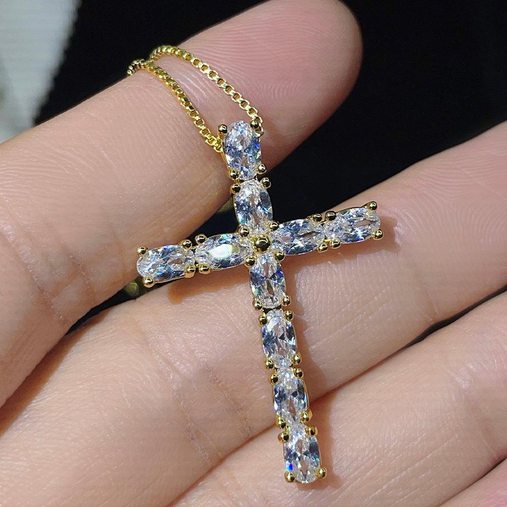 18k Gold Gold Minimalist Trendy Vintage Iced Out Tiny Small Fancy Religious Ladies Christian Cross Necklace price of 12 pieces