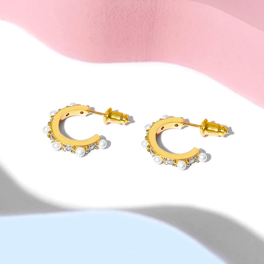 Fashionable Ins Style Pearl Earrings Jewelry 18k Gold palted Pearl Stud Earrings for Women