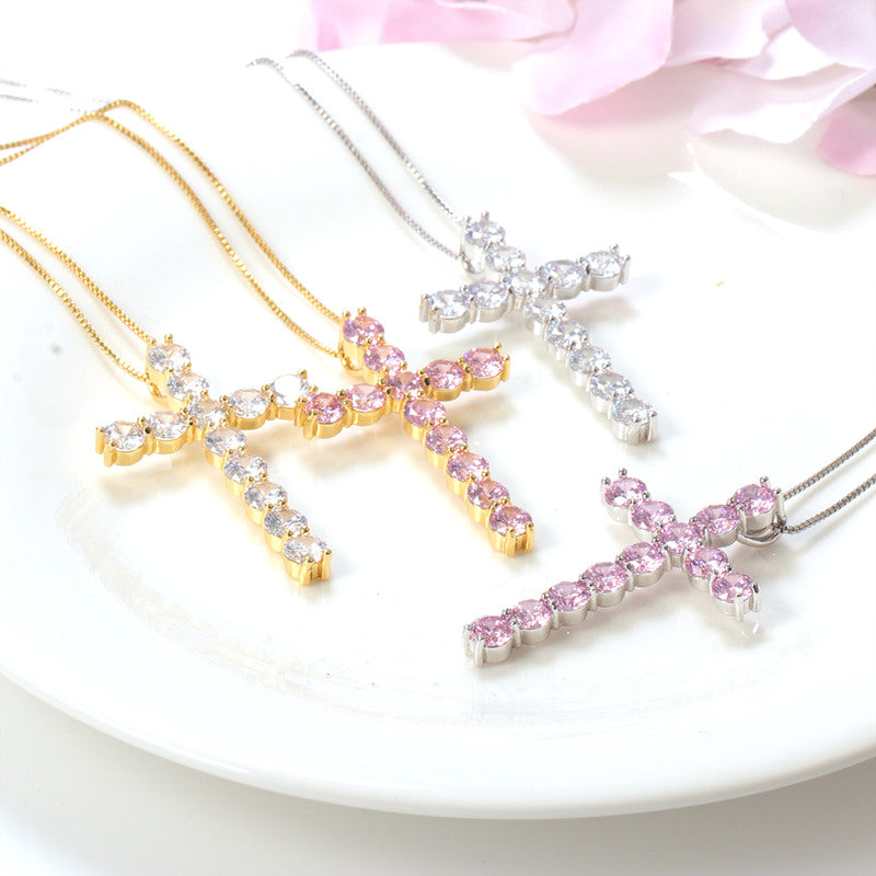 18k Gold Gold Minimalist Trendy Vintage Iced Out Tiny Small Fancy Religious Ladies Christian Cross Necklace price of 12 pieces
