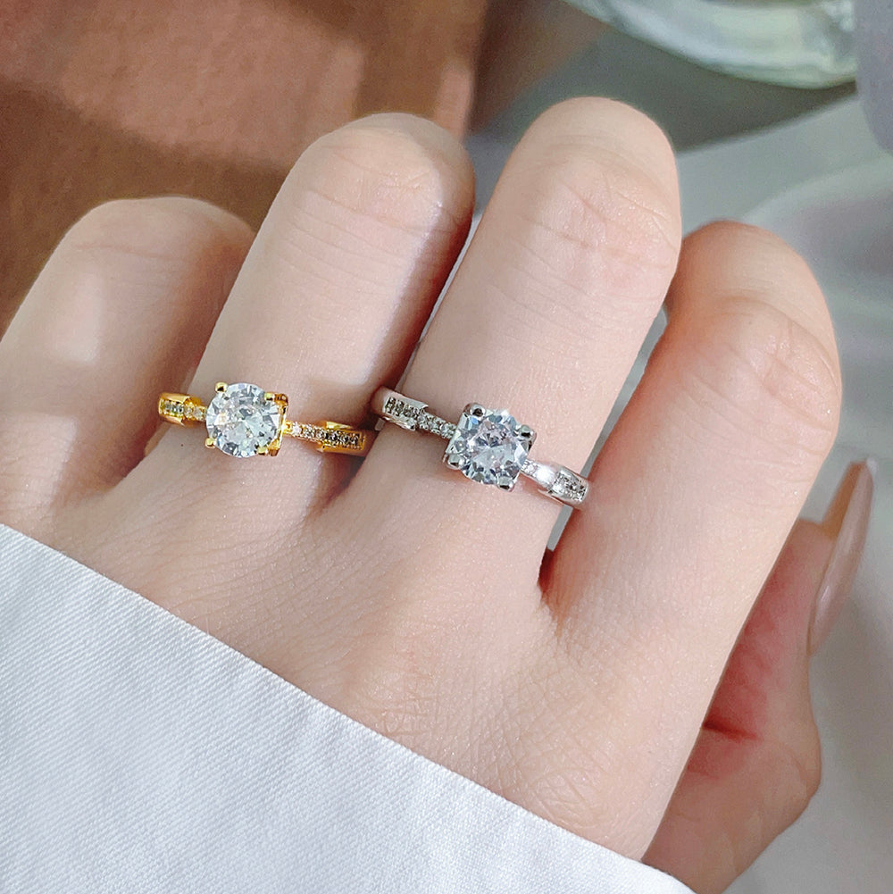 Luxury Wedding Party Finger Ring Plated Gold Jewelry Main Round Cubic Zirconia Engagement Rings for Women price of 12 pieces