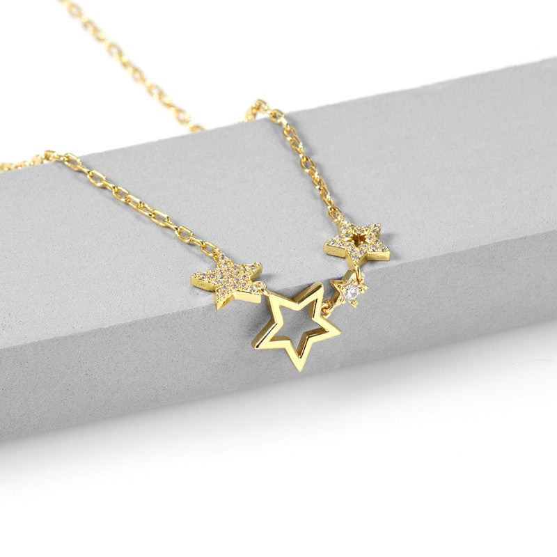 Fashion 18k Gold Plated Brass Fashion Chokers Necklaces Custom Bohemian Women'S Chunky Star Pendant Star Necklace price of 12 pieces