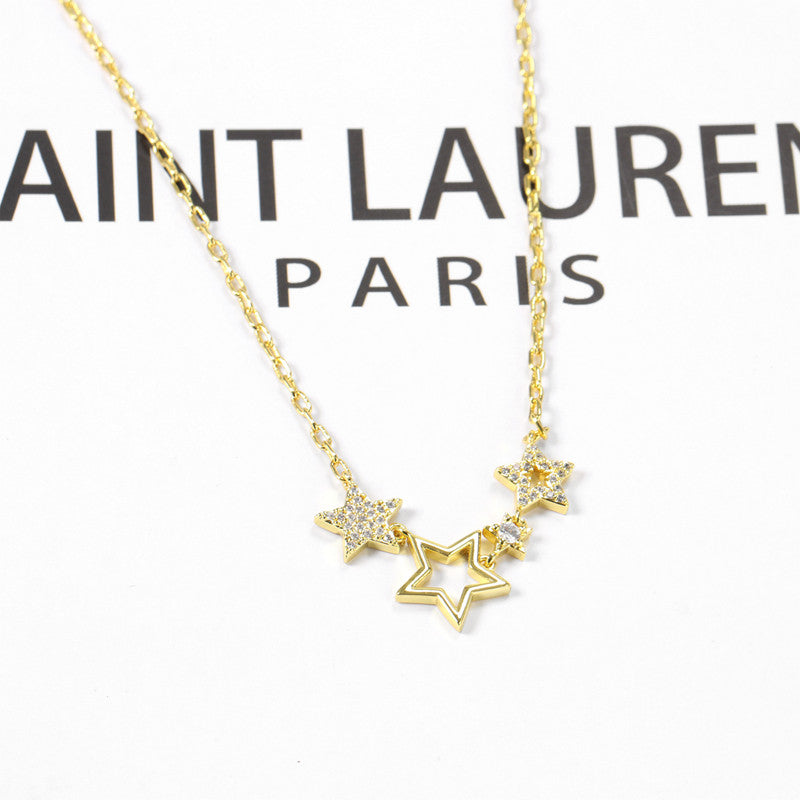 Fashion 18k Gold Plated Brass Fashion Chokers Necklaces Custom Bohemian Women'S Chunky Star Pendant Star Necklace price of 12 pieces