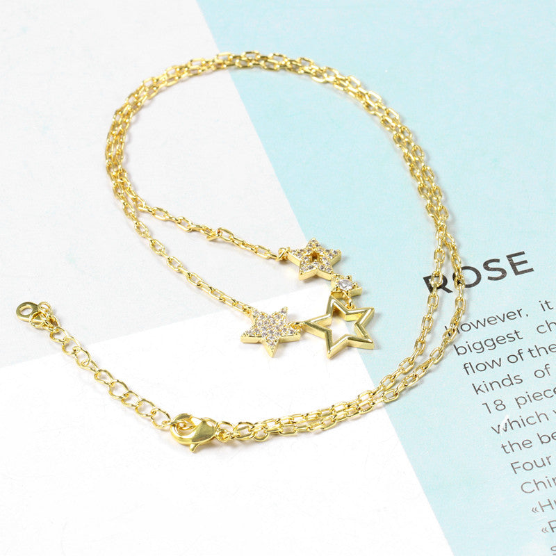 Fashion 18k Gold Plated Brass Fashion Chokers Necklaces Custom Bohemian Women'S Chunky Star Pendant Star Necklace price of 12 pieces