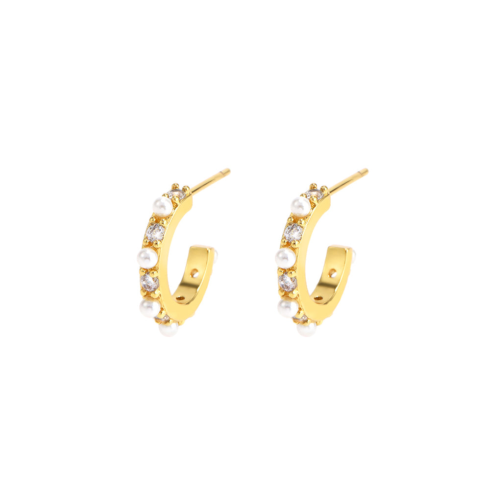Fashionable Ins Style Pearl Earrings Jewelry 18k Gold palted Pearl Stud Earrings for Women price of 12 pieces