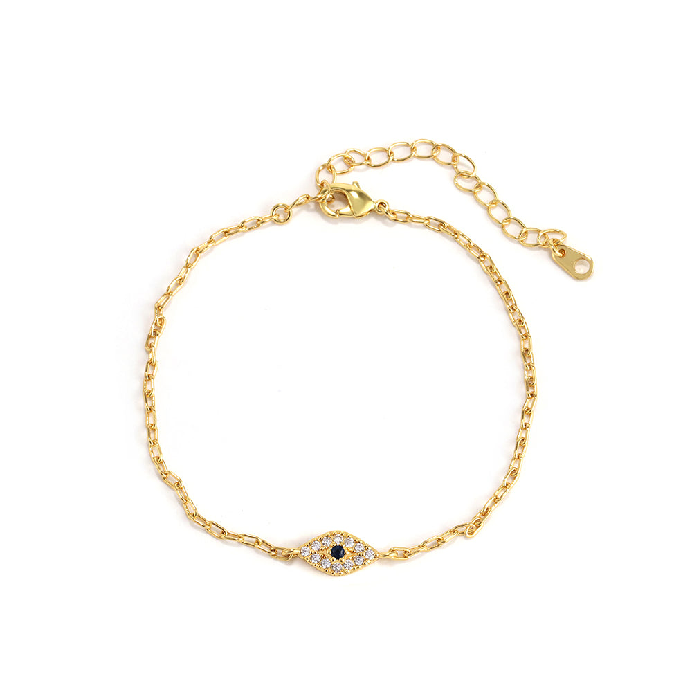 Wholesale Jewelry Gold Plated Eye Flower Hamsa Hand Cz Link Chain Bracelet price of 12 pieces