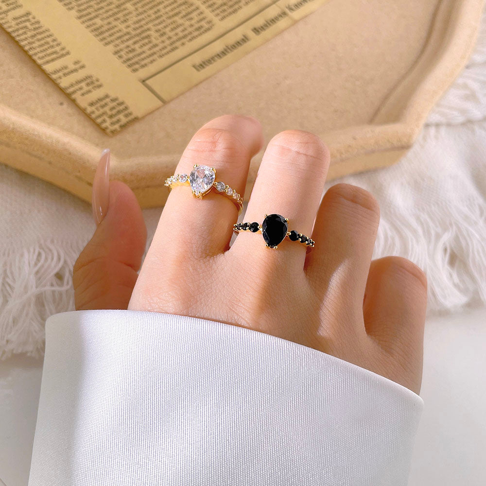 Jewelry High Quality Brass Women Accessories 18K Gold Plated Wholesale Black Gemstone Ring price of 12 pieces