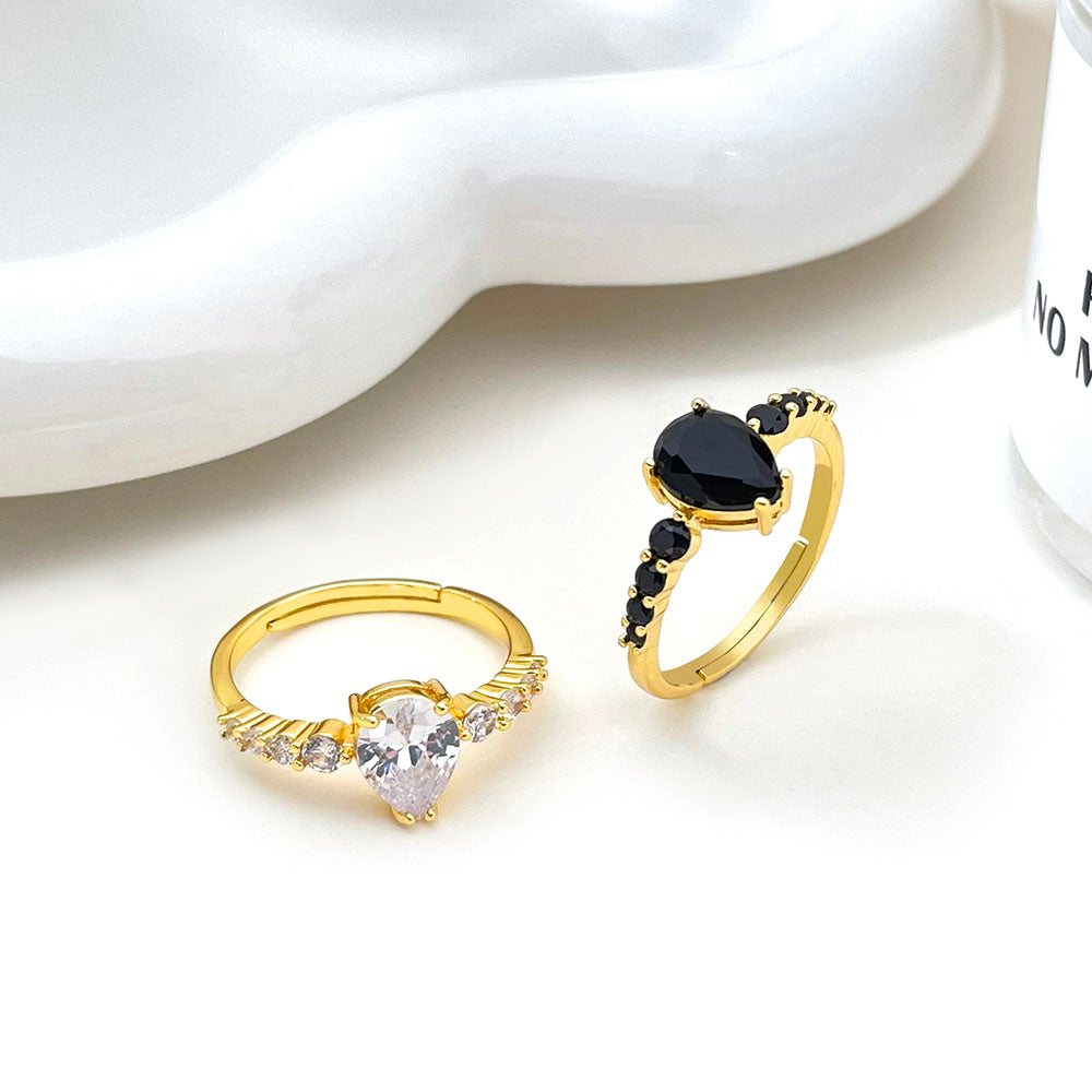 Jewelry High Quality Brass Women Accessories 18K Gold Plated Wholesale Black Gemstone Ring price of 12 pieces