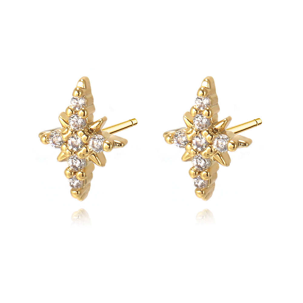 New Designer Fashion 18k Gold Plated Waterproof Cubic Zirconia Tiny Star Stud Earrings price of 12 pieces