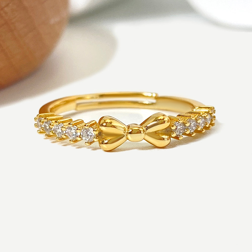 Jewelry Waterproof Jewelry Finger Adjustable Rings Women 18K Gold Plated Brass Dainty Zircon Thin Stack Ring for Girls price of 12 pieces