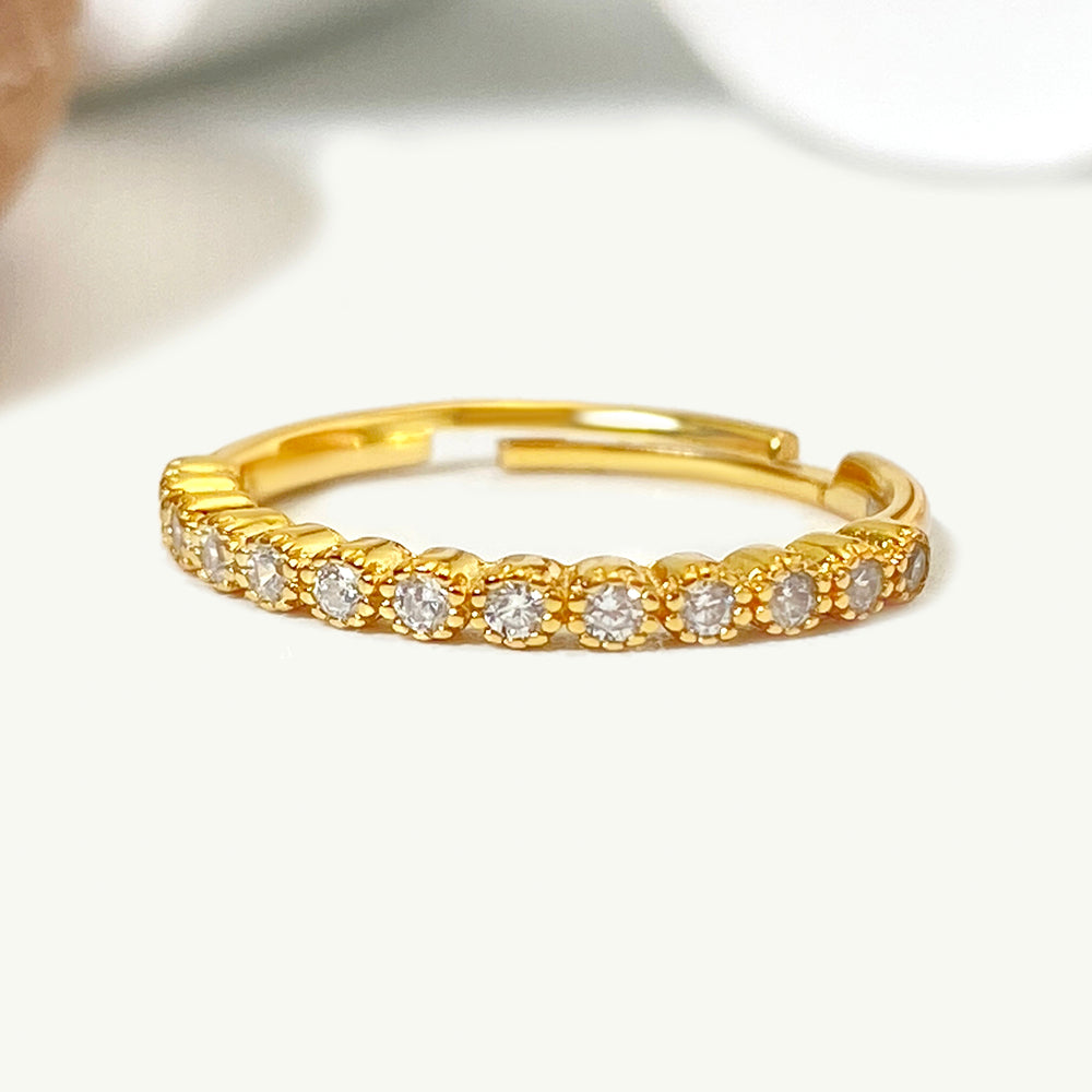 Jewelry Waterproof Jewelry Finger Adjustable Rings Women 18K Gold Plated Brass Dainty Zircon Thin Stack Ring for Girls price of 12 pieces