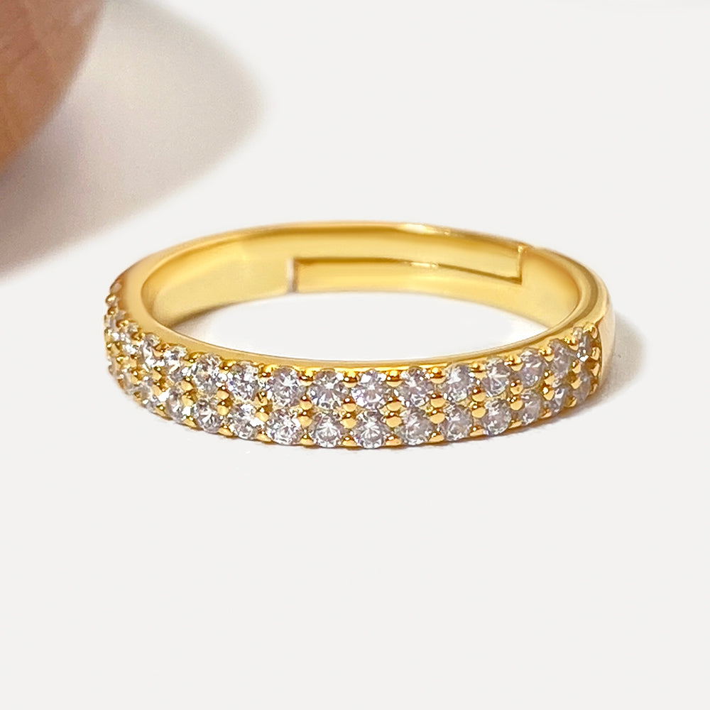 Jewelry Waterproof Jewelry Finger Adjustable Rings Women 18K Gold Plated Brass Dainty Zircon Thin Stack Ring for Girls price of 12 pieces