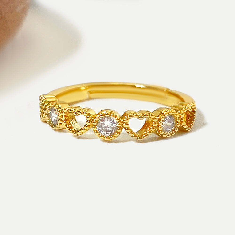 Jewelry Waterproof Jewelry Finger Adjustable Rings Women 18K Gold Plated Brass Dainty Zircon Thin Stack Ring for Girls price of 12 pieces