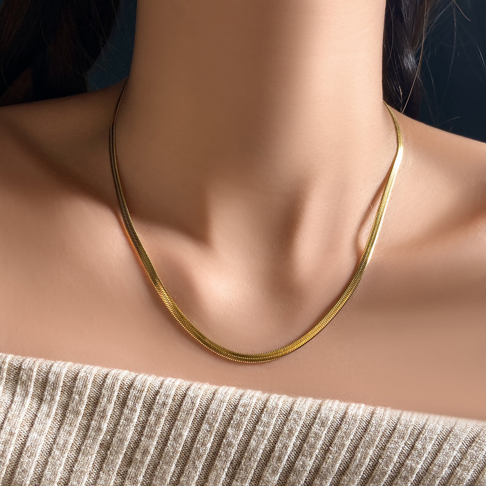 Link Chain Necklace Bracelet Waterproof Pvd Gold Plated Snake Chain Jewelry Set price of 12 piece
