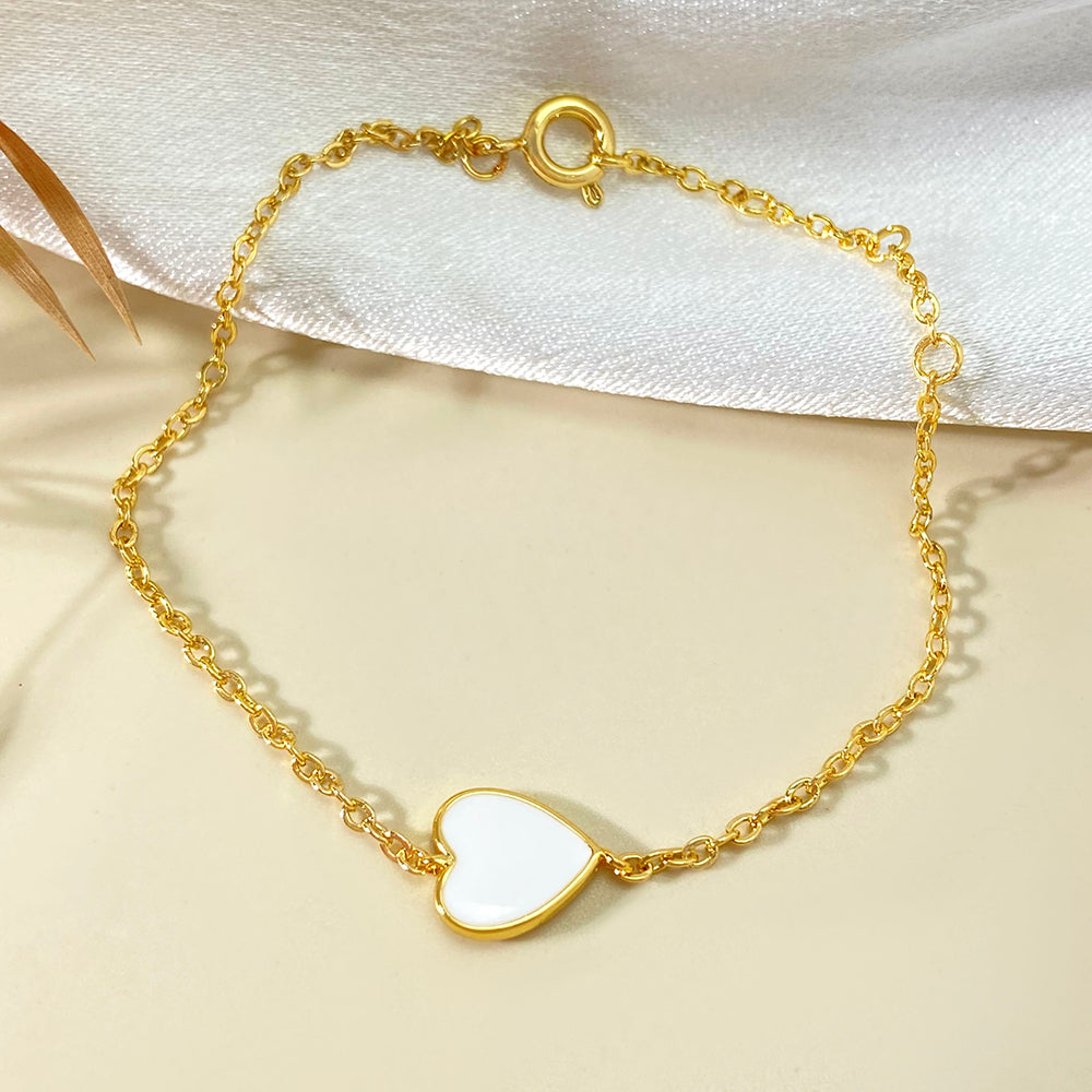 Wholesale Gold Silver Plated Bracelet Women Classic Heart Enamel Fashion Bracelet price of 12 pieces