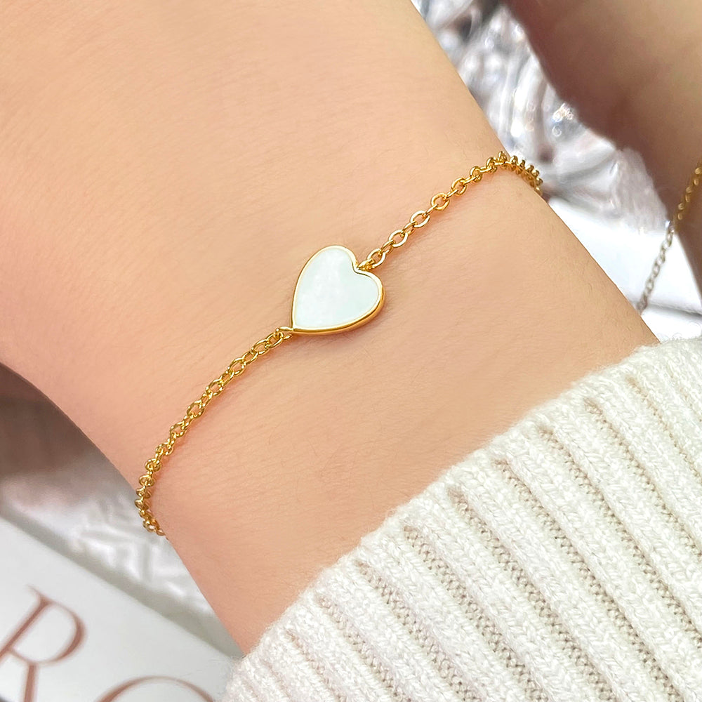 Wholesale Gold Silver Plated Bracelet Women Classic Heart Enamel Fashion Bracelet price of 12 pieces