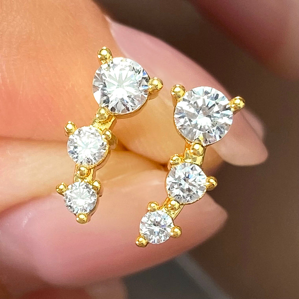 Wholesale Korean Fashion 18K Gold Plated Stud Earrings with Cubic Zircon Women Stud Earring price of 12 pieces