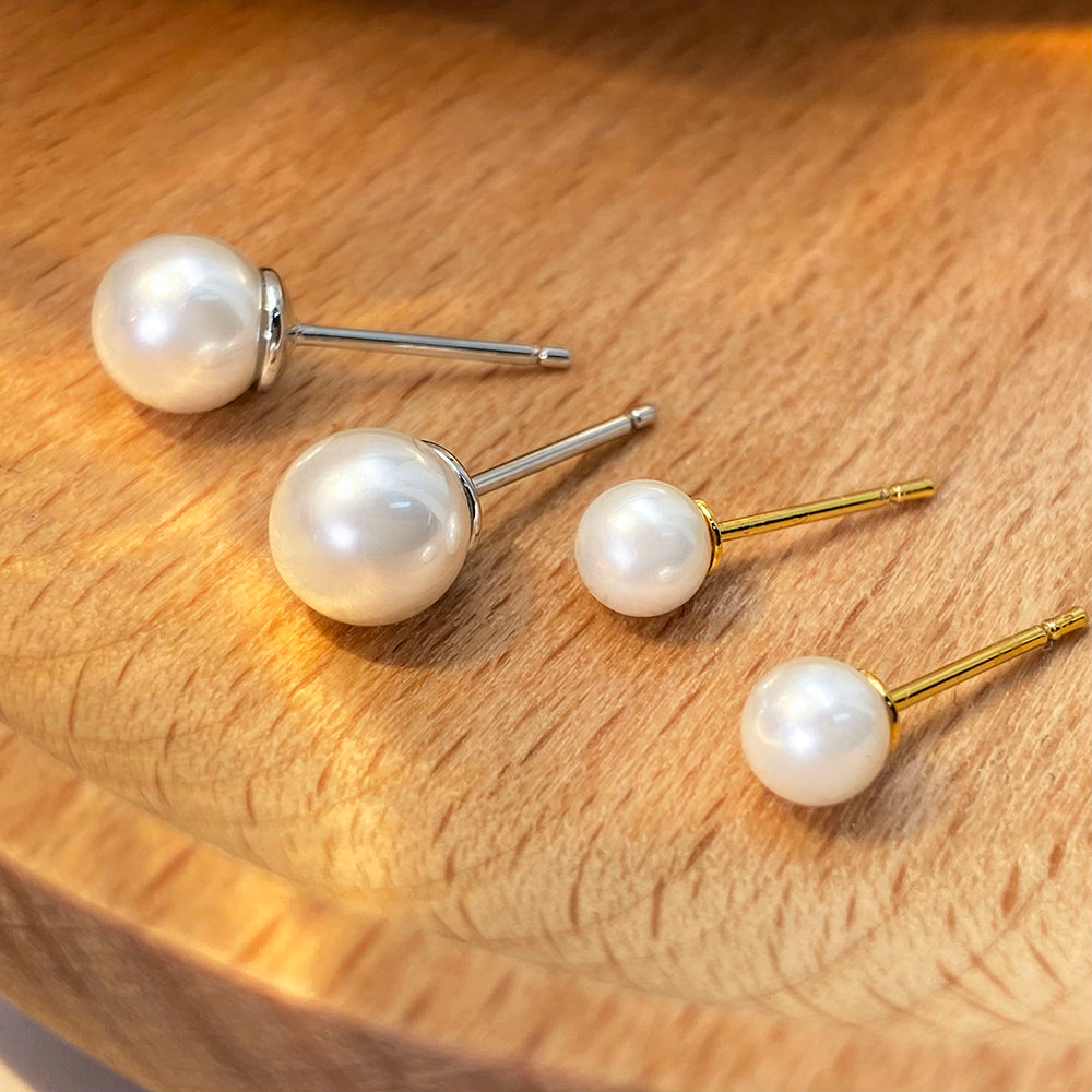 Elegant Vintage Baroque Pearl Jewelry Ear Stud 18k Gold Plated 7mm Pearl Stud Earrings price of 12 pieces