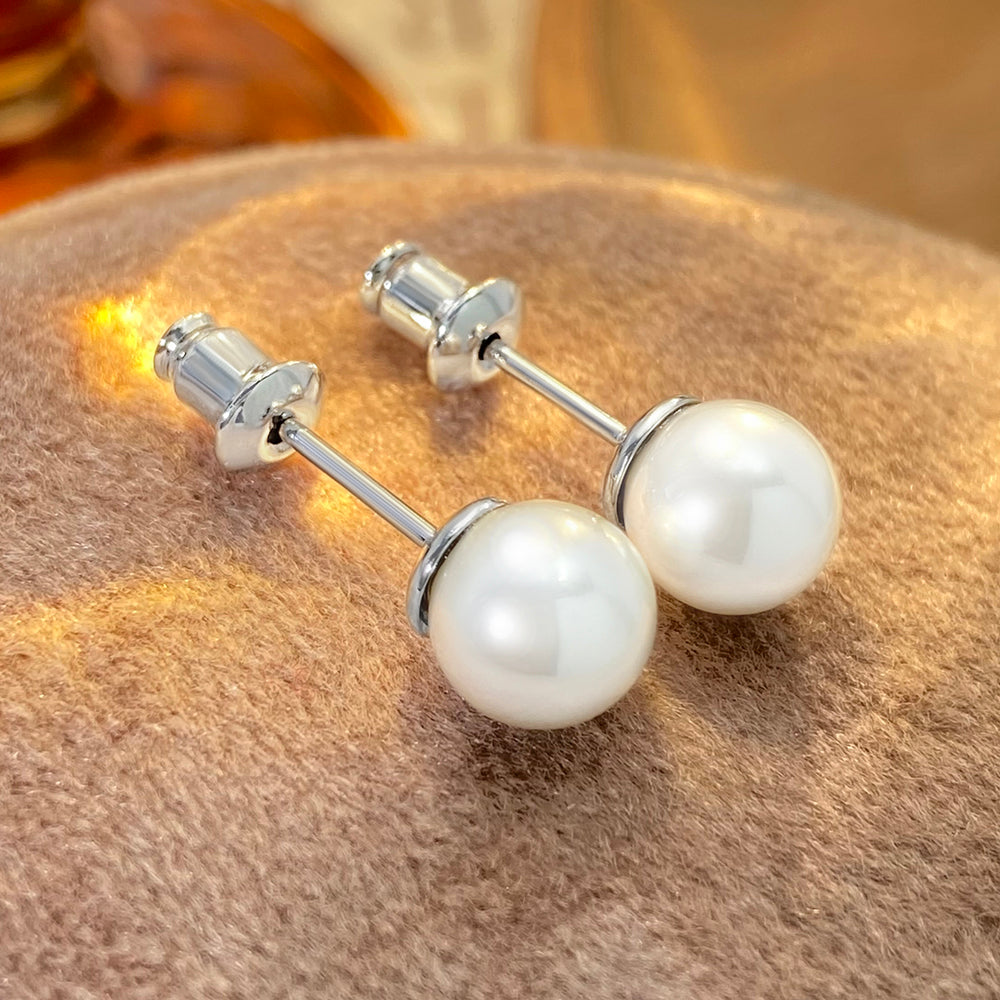 Elegant Vintage Baroque Pearl Jewelry Ear Stud 18k Gold Plated 7mm Pearl Stud Earrings price of 12 pieces