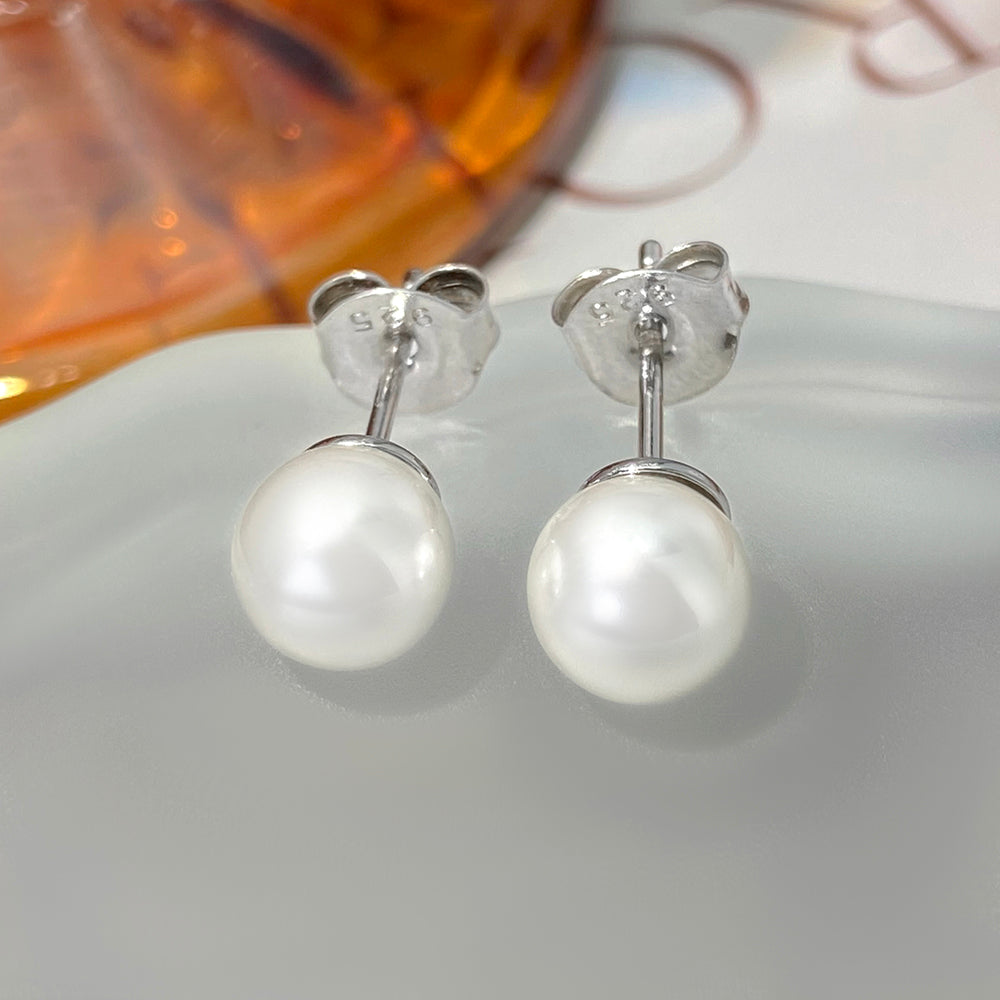 Elegant Vintage Baroque Pearl Jewelry Ear Stud 18k Gold Plated 7mm Pearl Stud Earrings price of 12 pieces