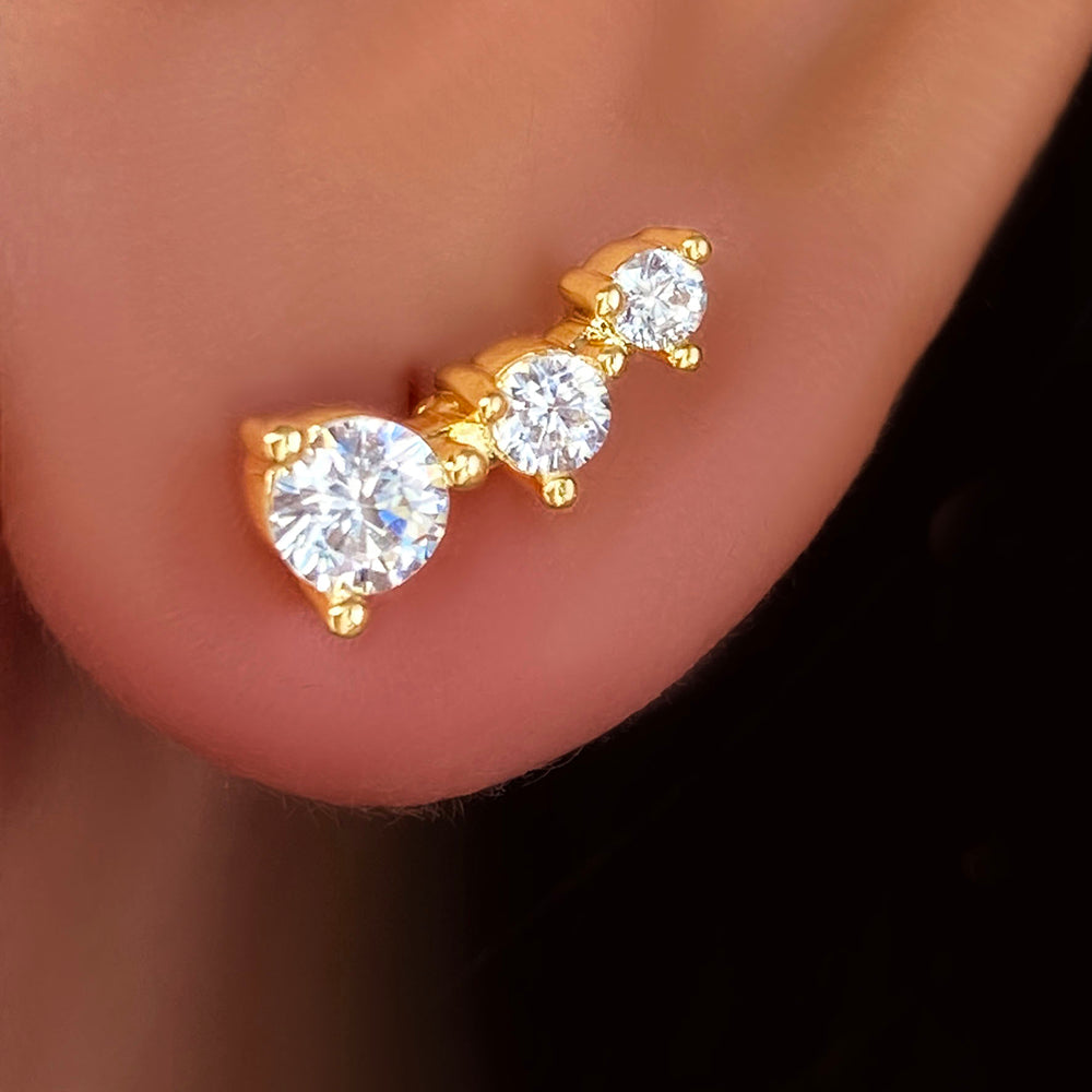Wholesale Korean Fashion 18K Gold Plated Stud Earrings with Cubic Zircon Women Stud Earring price of 12 pieces