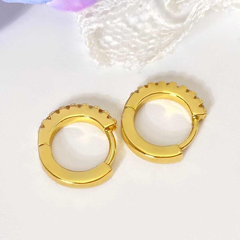 Fashion Jewelry Wholesale 18k Gold Plated Round Cubic Zirconia Huggie Hoop Earrings for Women price 12 pieces