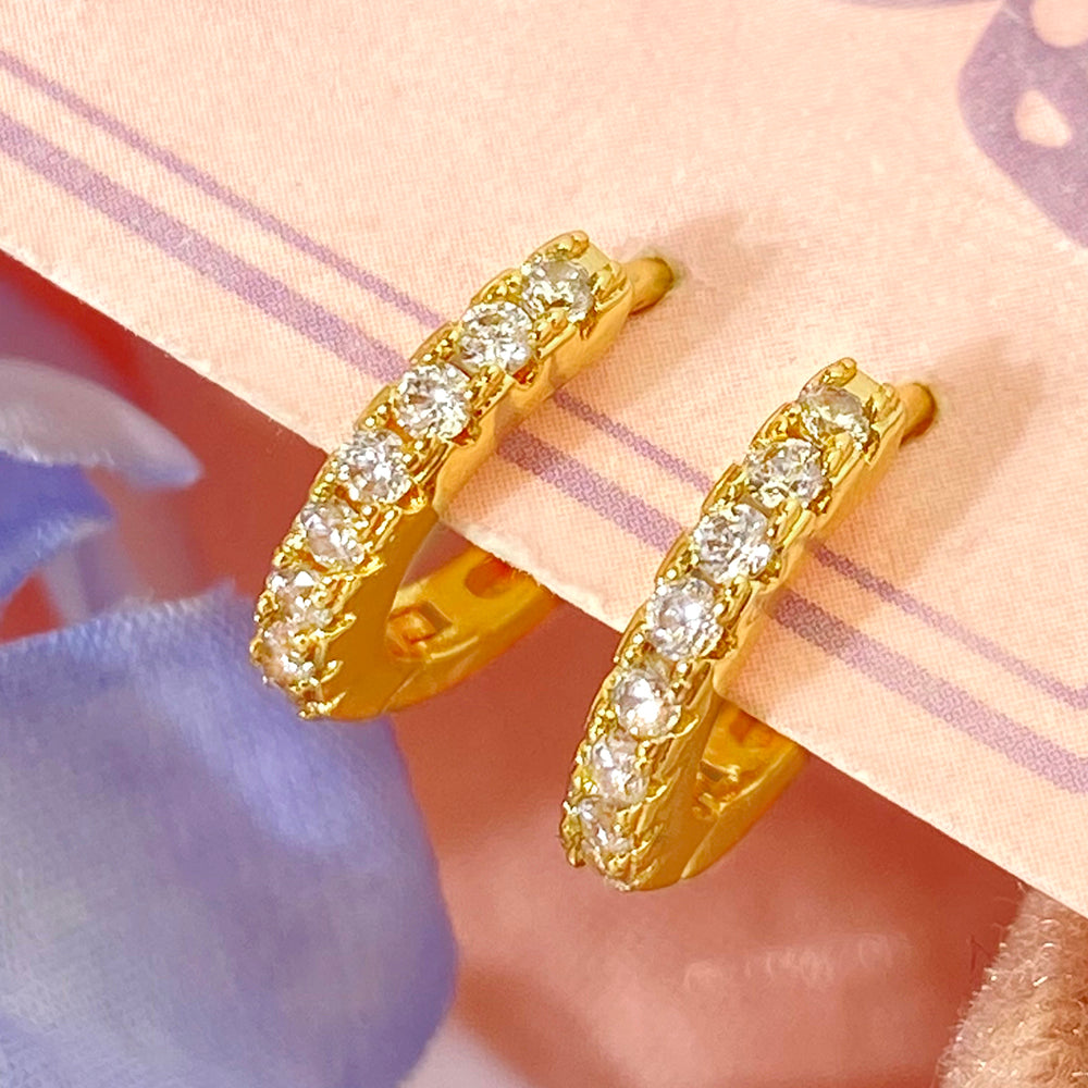 Fashion Jewelry Wholesale 18k Gold Plated Round Cubic Zirconia Huggie Hoop Earrings for Women price 12 pieces