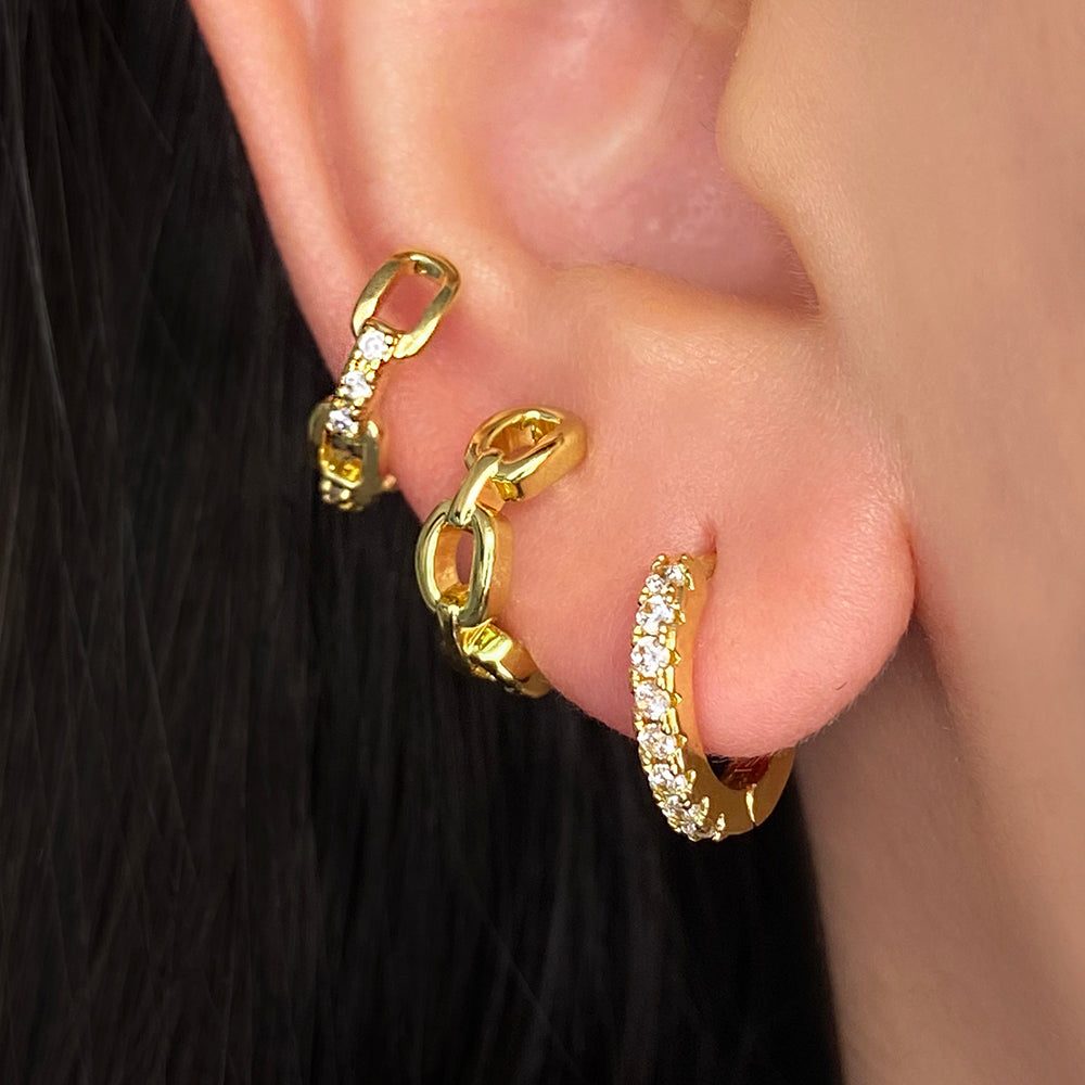 Fashion Jewelry Wholesale 18k Gold Plated Round Cubic Zirconia Huggie Hoop Earrings for Women price 12 pieces