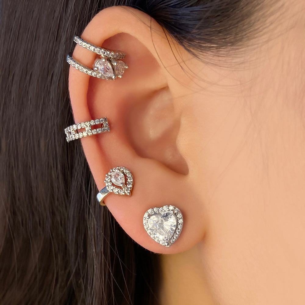 Women Fashion Jewelry Earrings Cubic Zirconia Wholesale Price Gold Plated Heart Earrings price of 12 pieces
