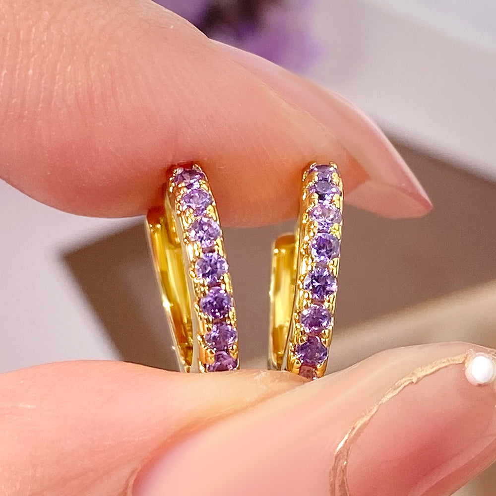 Fashion Jewelry Wholesale 18k Gold Plated Round Cubic Zirconia Huggie Hoop Earrings for Women price 12 pieces