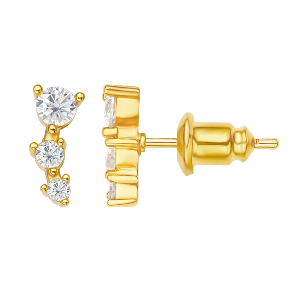 Wholesale Korean Fashion 18K Gold Plated Stud Earrings with Cubic Zircon Women Stud Earring price of 12 pieces