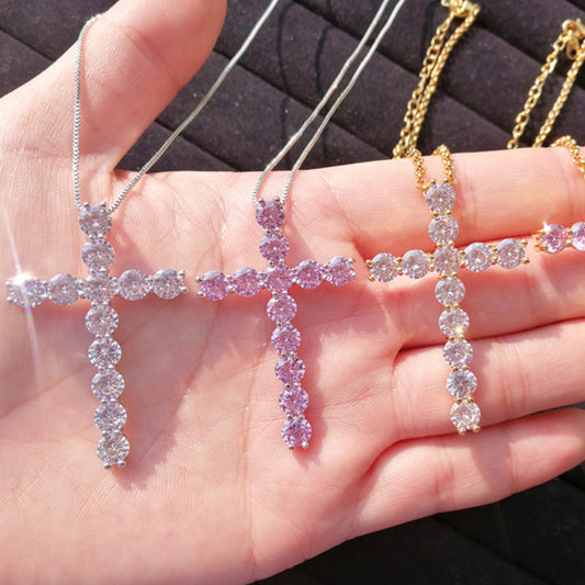 18k Gold Gold Minimalist Trendy Vintage Iced Out Tiny Small Fancy Religious Ladies Christian Cross Necklace price of 12 pieces