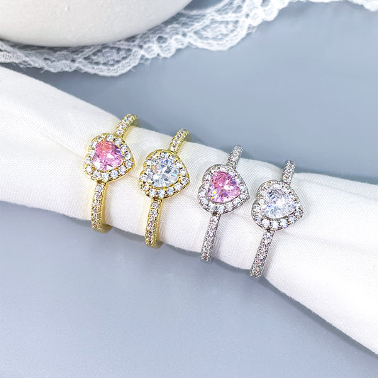 Women's Fashion Jewelry Design 18k Yellow Gold Plated Cubic Zirconia 18k Gold Heart Fashion Jewelry Rings 12 pieces price