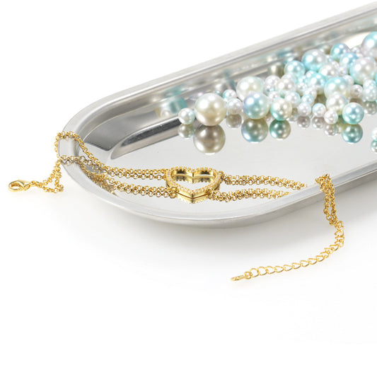 Trendy 18k Plated Jewelry Cute Simple Bracelet Chainr Cz  Heart Bracelet price of 12 pieces