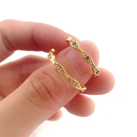 18K Gold Plated Cubic Zirconia Adjustable Rings for Women price of 12 pieces