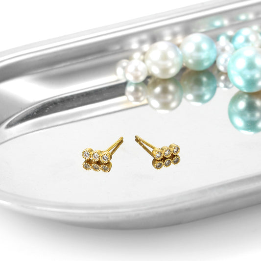 Jewelry Wholesale Bulk Variety Designs Gold Colored Cubic Zirconia Small Studs 18K Gold Plated Earrings price of 12 pieces
