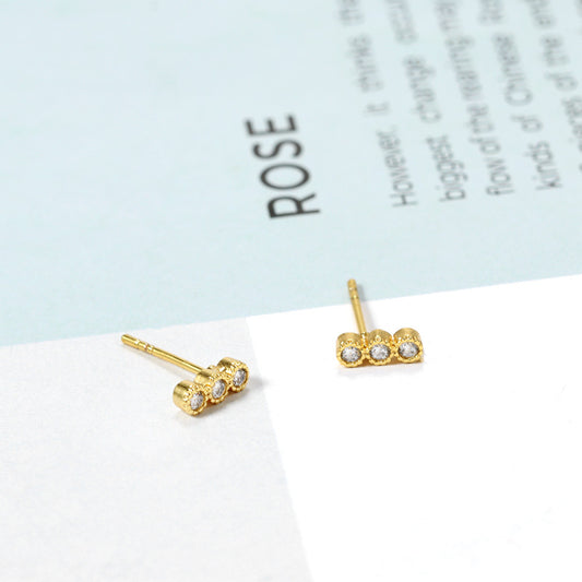 Jewelry Wholesale Bulk Variety Designs Gold Colored Cubic Zirconia Small Studs 18K Gold Plated Earrings price of 12 pieces