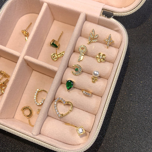 New Designer Fashion 18k Gold Plated Waterproof Cubic Zirconia Tiny Star Stud Earrings price of 12 pieces