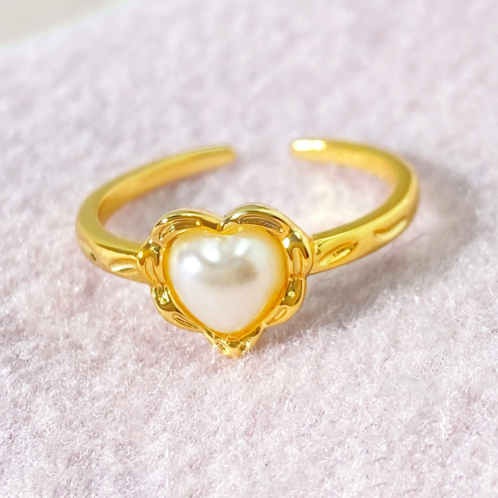 New Fashion Heart Pendant Necklace Ring Earrings 18K Gold-Plated Pearl Jewelry Set Jewelry Gift for Women  price of 12 pieces