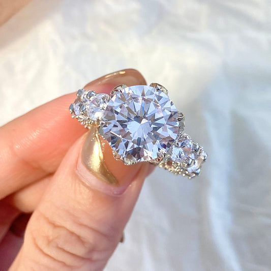 Fashion Wedding Rings Full Pave Cz Stone Round Cubic Zirconia Luxury Engagement Finger Ring for Women