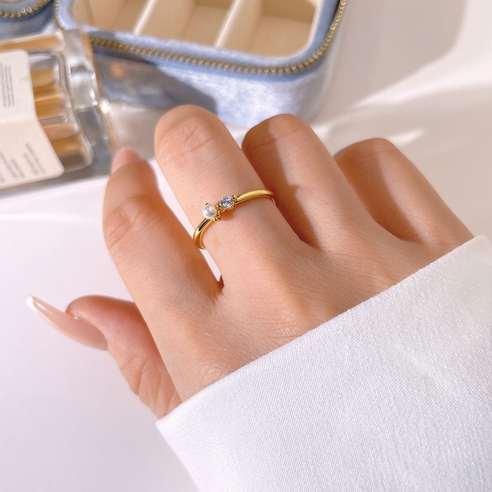 Wholesale Cheap Custom Pearl fashion Jewelry ring Sets Gold Plated  Pearl Ring for Women price of 12 pieces
