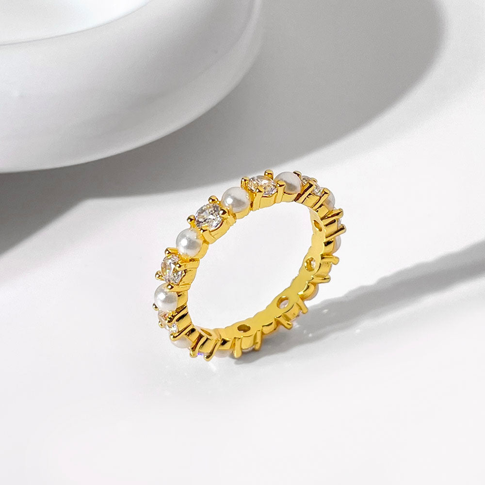 Wholesale Cheap Custom Pearl fashion Jewelry ring Sets Gold Plated  Pearl Ring for Women