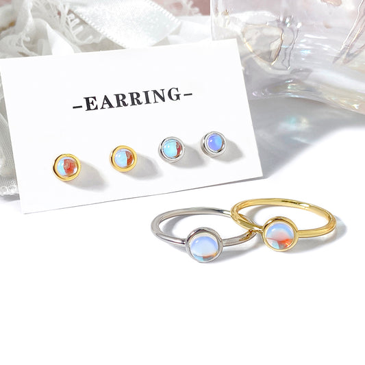 Minimalist Jewelry Set Earrings Ring 18K Gold Plated pearl stud Earrings for Girl Women price of 12 pieces