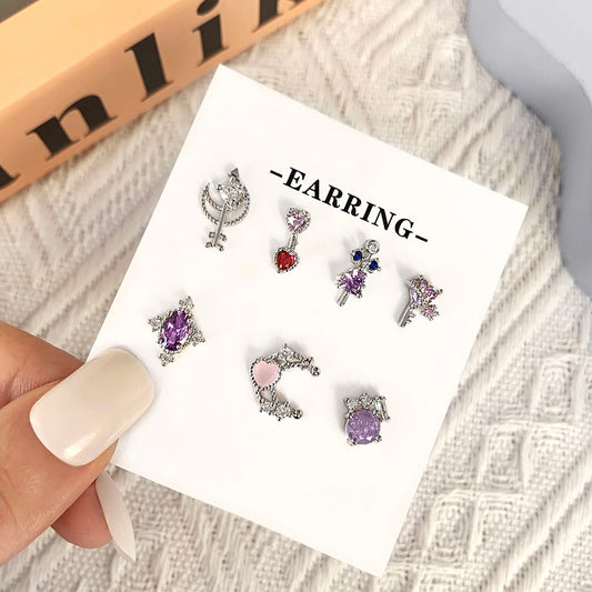 Wholesale Cute Designer 18k Gold Plated High Quality Cubic Zirconia Heart Stud Earrings for Women price of 12 pieces