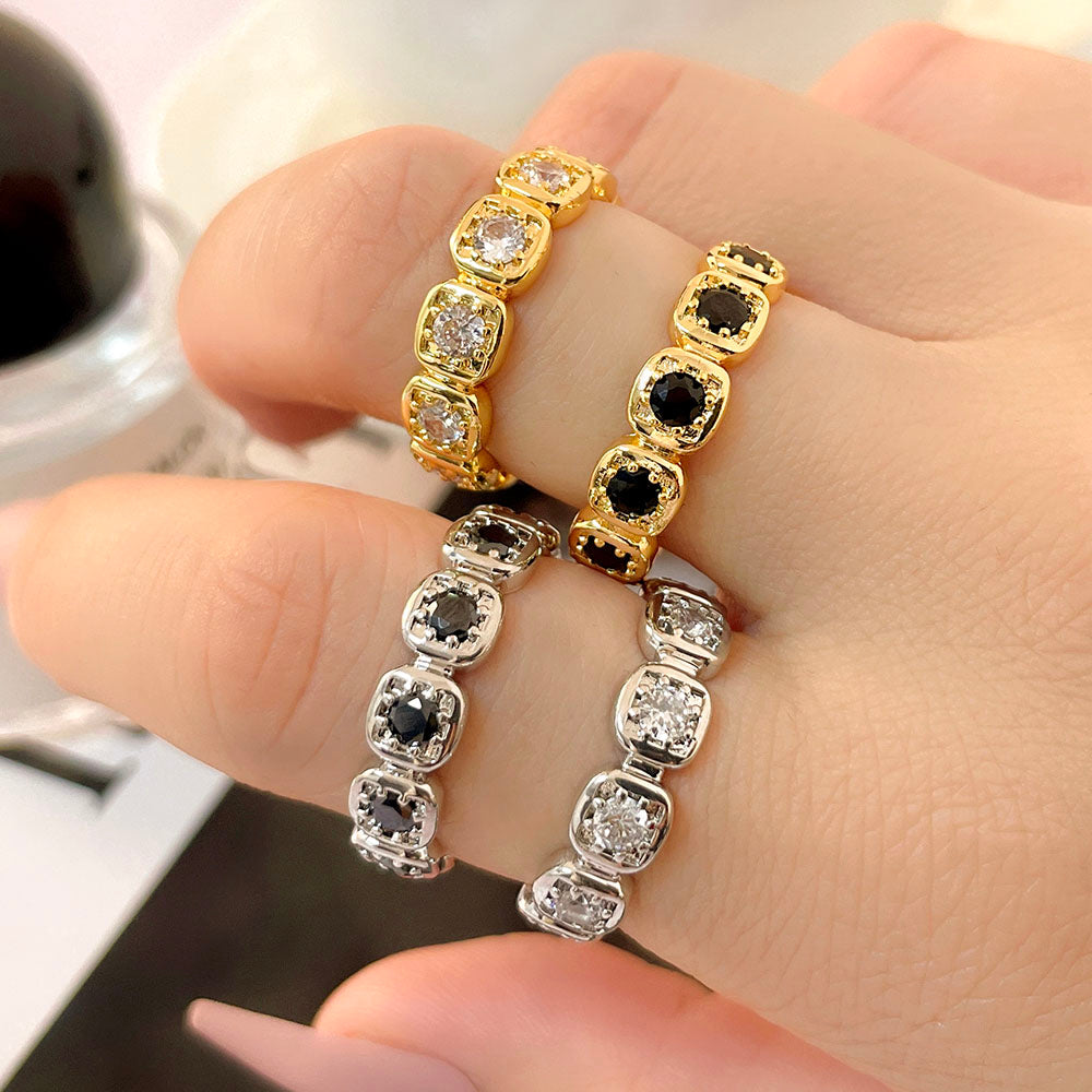 Wholesale Customized Luxury Bling Style Rhodium Plated Pink Cubic Zircon Rings Jewelry Women